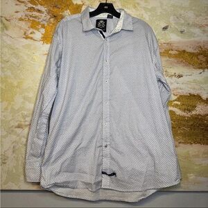English Laundry White and Blue Geometric Shirt Men’s XL